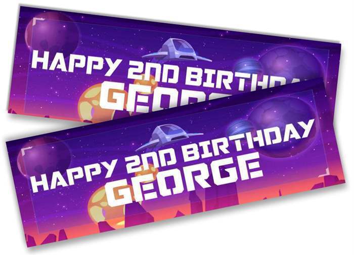 Personalised Birthday Banners Space Design Children Kids Party Decoration 2