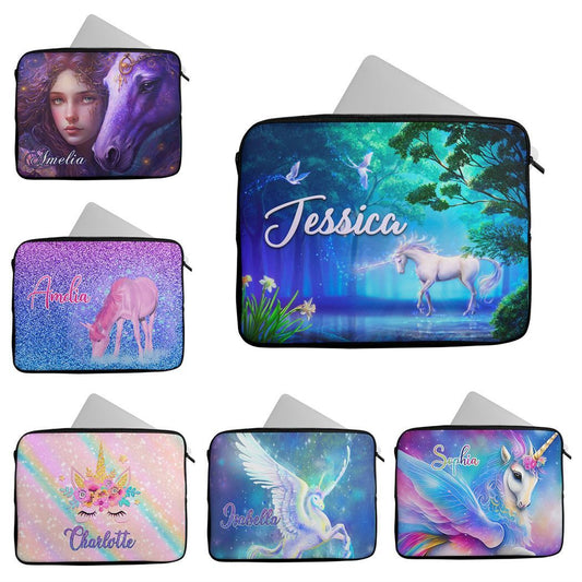 Personalised Any Name Unicorn Design Laptop Case Sleeve Tablet Bag 50