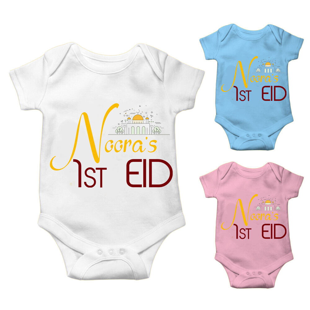 Personalised Eid Baby Vest Baby grow Little baby body suit 17