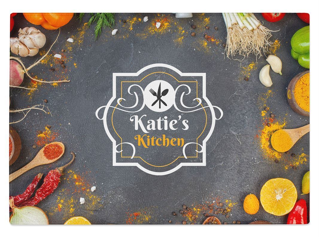 Personalised Any Name Kitchen Glass Chopping Board Item Gift 17
