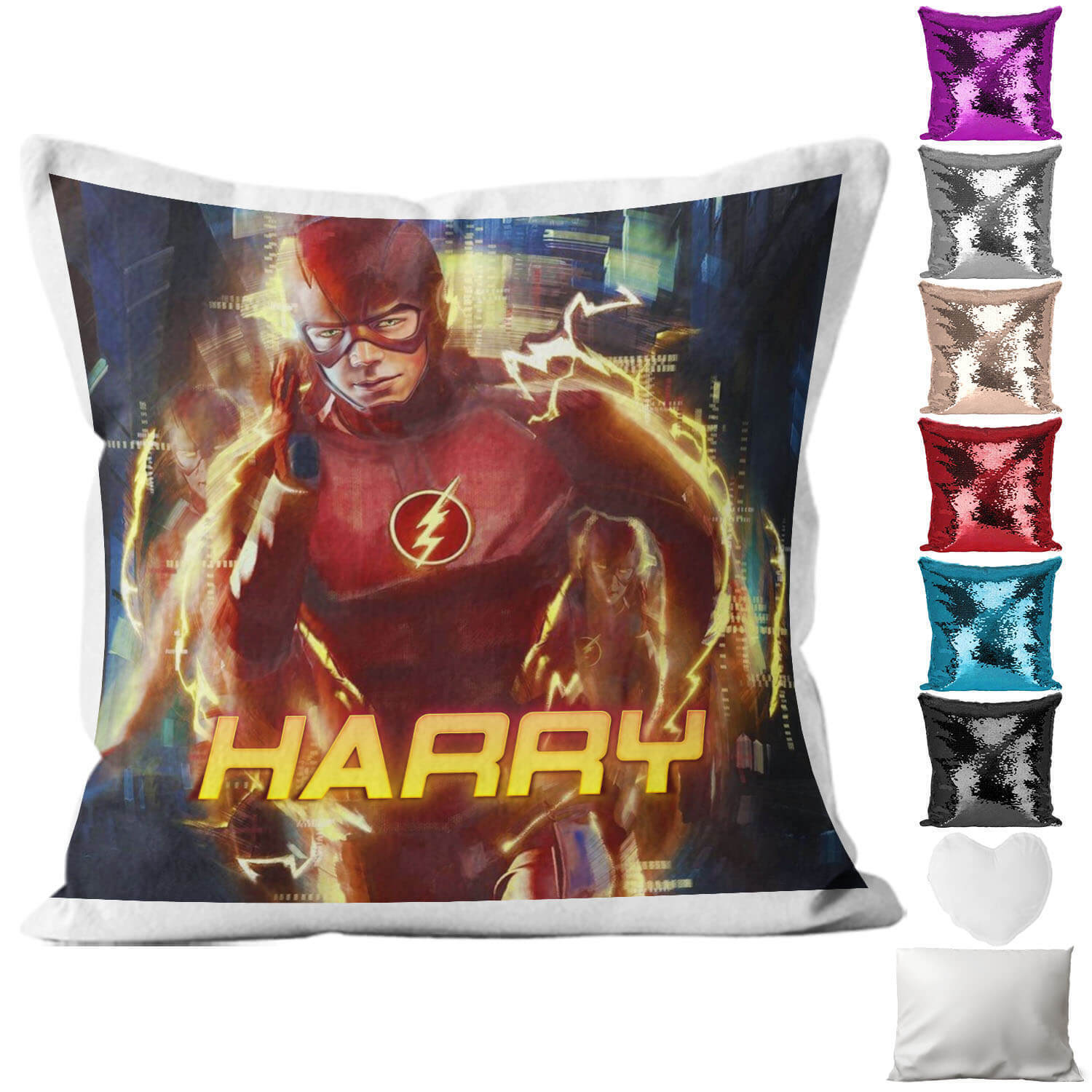 Personalised Cushion Super Hero Sequin Cushion Pillow Printed Birthday Gift 10