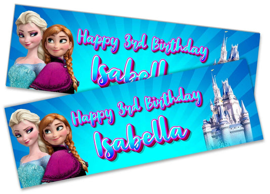 x2 Personalised Birthday Banner Frozen Children Kids Party Decoration Poster 3
