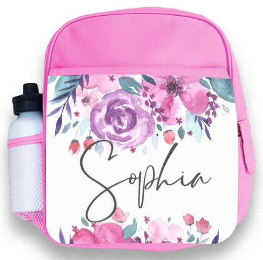Personalised Kids Backpack Any Name Floral Girl Childrens Back To School Bag 6