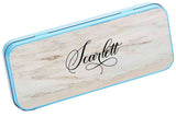 Personalised Any Name Marble Pencil Case Tin Children School Kids Stationary 29