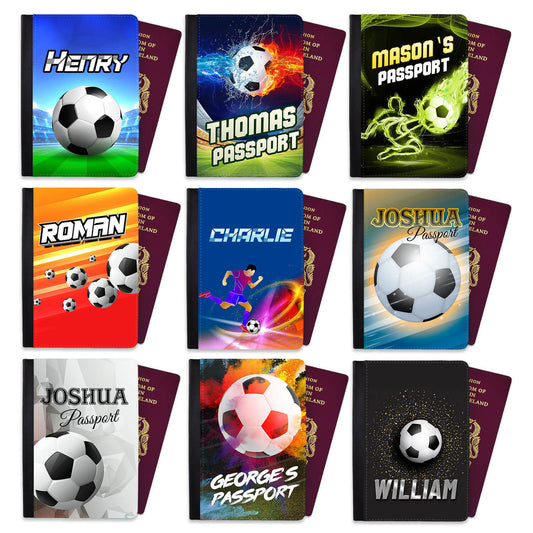 Personalised Football Children Passport Cover Holder Any Name Holiday 12