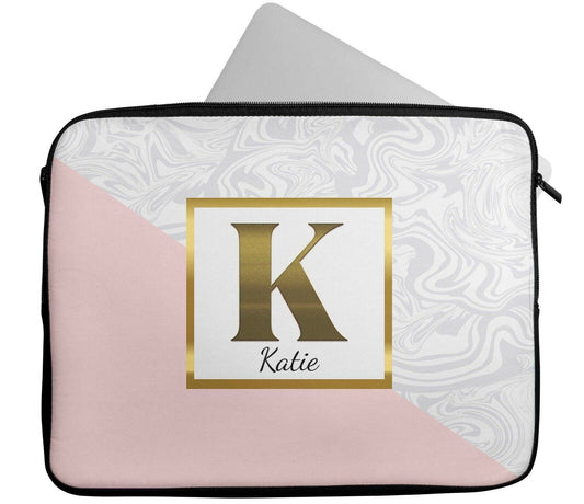 Personalised Any Name Marble Laptop Case Sleeve Tablet Bag Chromebook Gift 04
