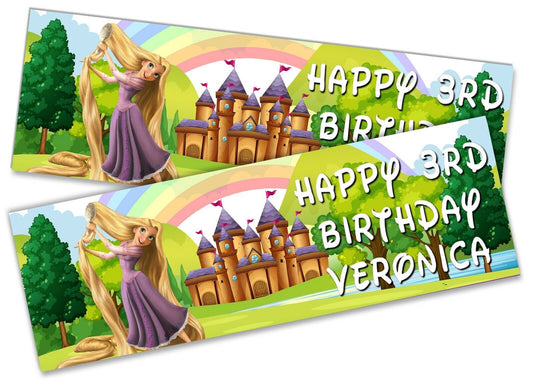 x2 Personalised Birthday Banner Rapunzel Children Kids Party Decoration Poster