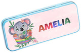 Personalised Any Name Koala Pencil Case Tin Children School Kids Stationary 12