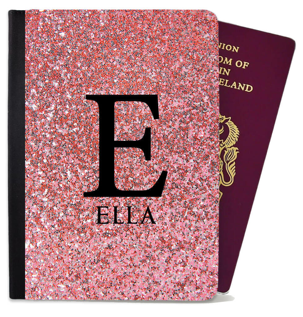 Personalised Glitter Childern Passport Cover Holder Any Name Holiday Accessory 8
