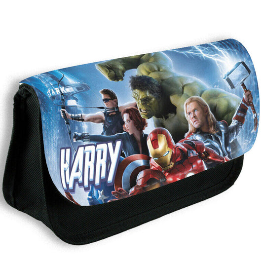 Personalised Pencil Case Any Name Avengers Make Up Bag School Kids Stationary 11