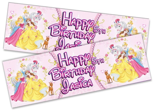 x2 Personalised Birthday Banner Princess Children Party Decoration Poster 13