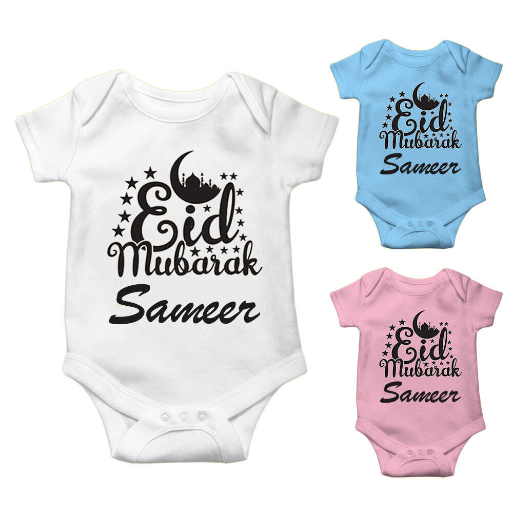 Personalised Eid Baby Vest Baby grow Little baby body suit 23