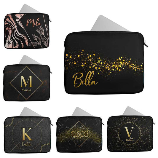 Personalised Any Name Marble Glitter Design Laptop Case Sleeve Tablet Bag 30
