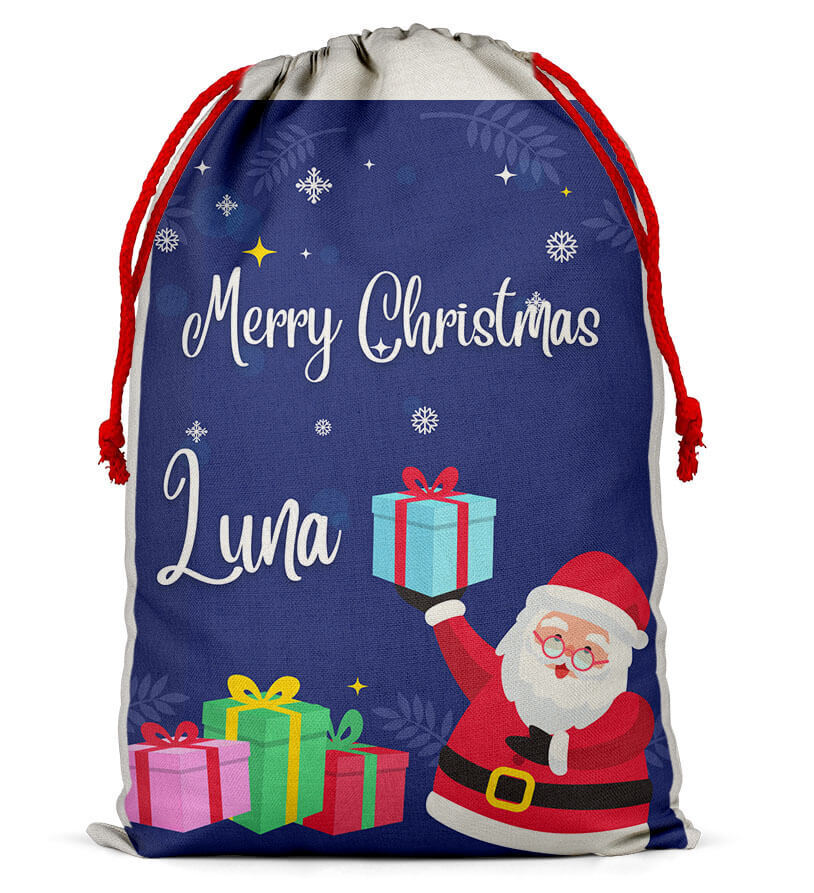 Personalised Christmas Sack Santa Bag Xmas Boy Girl Gift Stocking Bag 12