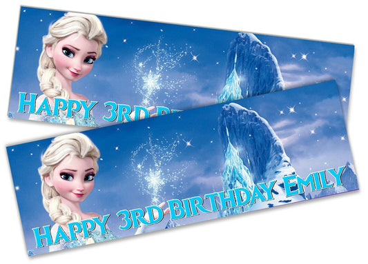 x2 Personalised Birthday Banner Frozen Children Kids Party Decoration Poster 5