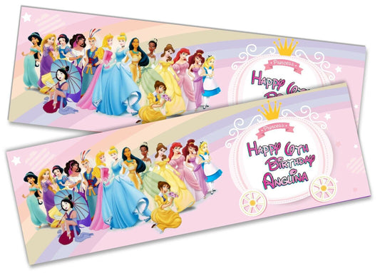 x2 Personalised Birthday Banner Princess Children Party Decoration Poster 20