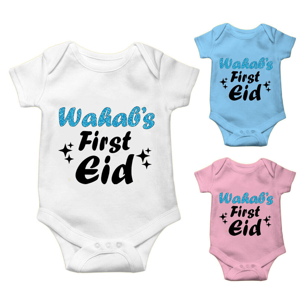 Personalised Eid Baby Vest Baby grow Little baby body suit 10