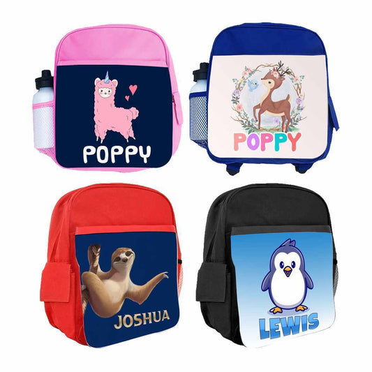 Personalised Kids Backpack Any Name Animal Design Boys Girls kid School Bag 21