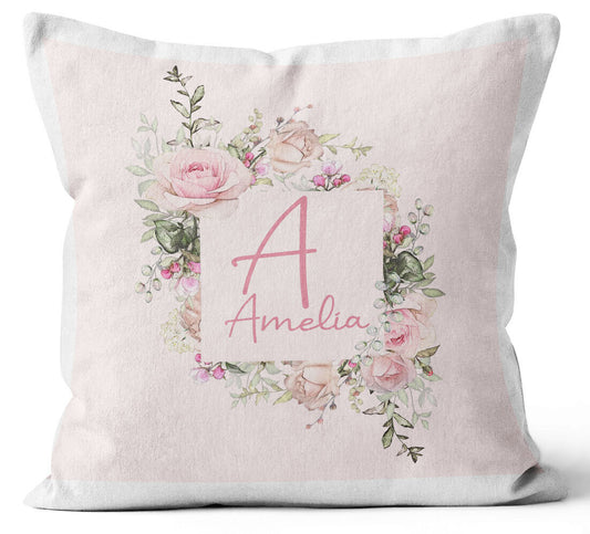 Personalised Any Name Floral Design Cushion Printed Birthday Gift 637