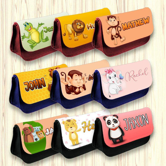 Personalised Pencil Case Animal Girls Boys Stationary Kids School Bag 8