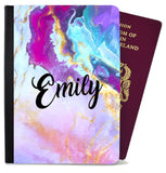 Personalised Marble Children Passport Cover Holder Any Name Holiday 14