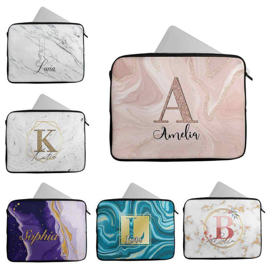 Personalised Any Name Marble Design Laptop Case Sleeve Tablet Bag 72