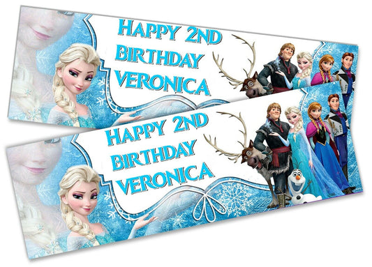 x2 Personalised Birthday Banner Frozen Children Kids Party Decoration Poster 8