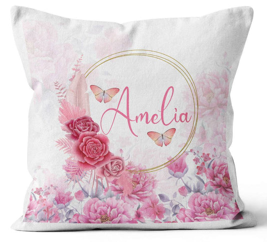 Personalised Any Name Floral Design Cushion Printed Birthday Gift 558