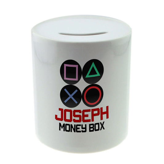Personalised Any Name Gaming Savings Children Money Box Printed Gift 17