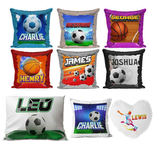 Personalised Cushion Football Sequin Cushion Pillow Printed Birthday Gift 13