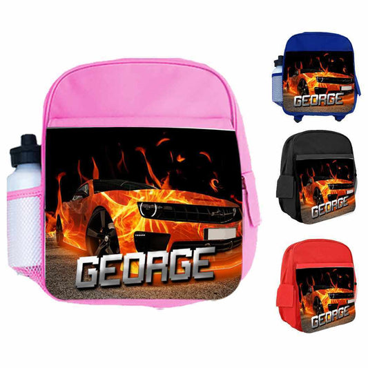 Personalised Kids Backpack Any Name Car Design Boys Girls Children School Bag 9