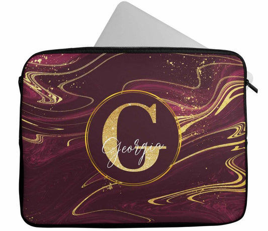 Personalised Any Name Marble Design Laptop Case Sleeve Tablet Bag 70