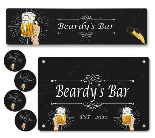 Personalised Bar Runner Sign Coaster Any Name Garden Plaque Gift Bar Pub 1