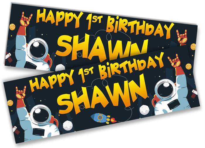 Personalised Birthday Banners Space Design Children Kids Party Decoration 2