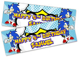 x2 Personalised Birthday Banner Sonic Design Children Kids Party Decoration 5