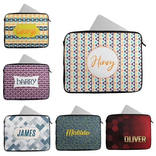 Personalised Any Name Patterned Design Laptop Case Sleeve Tablet Bag 26