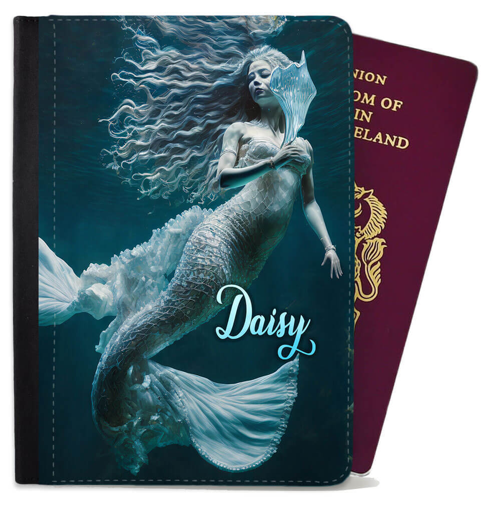 Personalised Mermaid Children Passport Cover Holder Any Name Holiday Accessory 2
