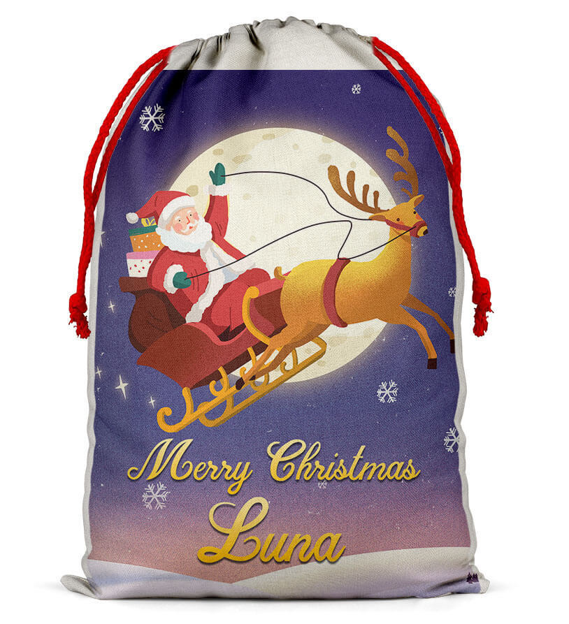 Personalised Christmas Sack Santa Bag Xmas Boy Girl Gift Stocking Bag 7