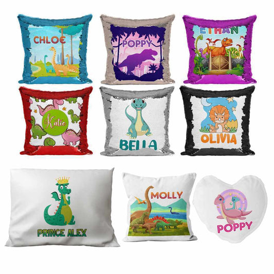 Personalised Cushion Dinosaur Sequin Cushion Pillow Printed Birthday Gift 21