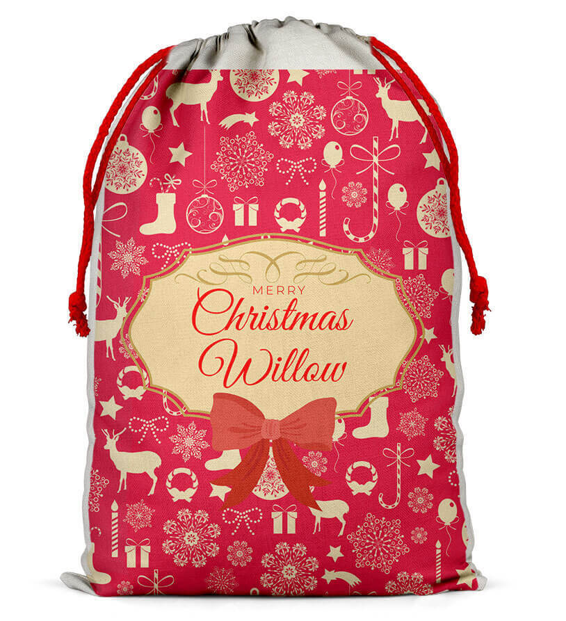Personalised Christmas Sack Santa Bag Xmas Boy Girl Gift Stocking Bag 8