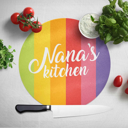 Personalised Any Name Coloured Striped Kitchen Glass Chopping Board Item Gift