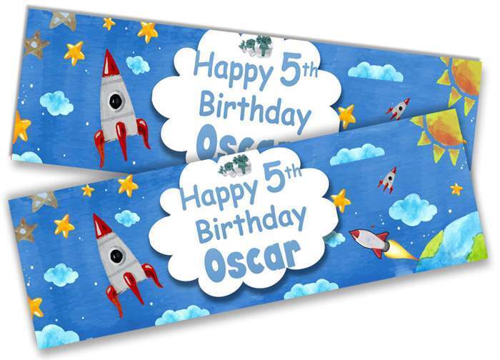 Personalised Birthday Banners Space Design Children Kids Party Decoration 2