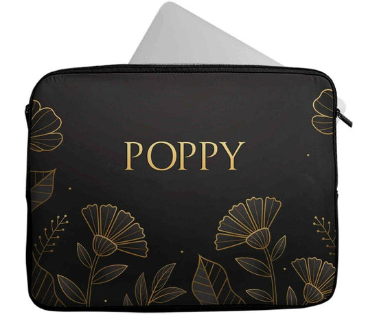 Personalised Any Name Marble Floral Laptop Case Sleeve Tablet Bag 485