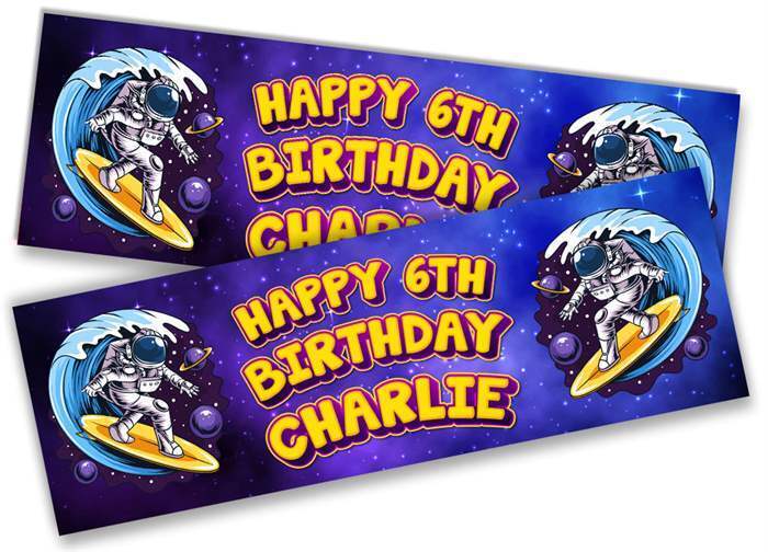 Personalised Birthday Banners Space Design Children Kids Party Decoration 2