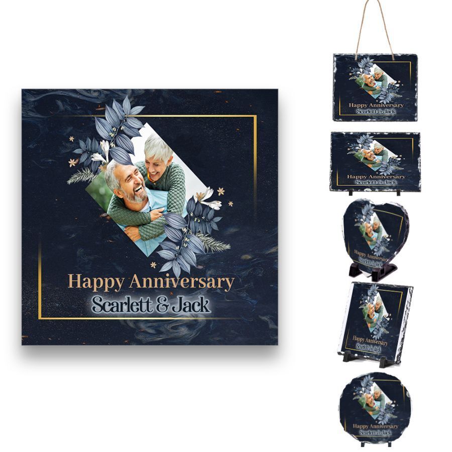 Personalised Anniversary Design Rock Slate  Any Name Image Wedding Gift 20