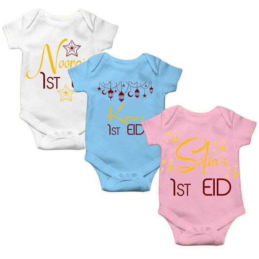 Personalised Eid Baby Vest Baby grow Little baby body suit 17