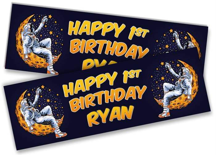 Personalised Birthday Banners Space Design Children Kids Party Decoration 2