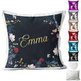 Personalised Cushion Floral Sequin Cushion Pillow Printed Birthday Gift 4