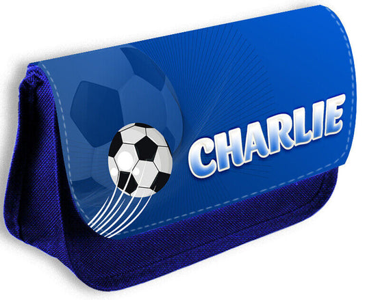 Personalised Any Name Football Blue Pencil Case Bag School Kids Stationary 31