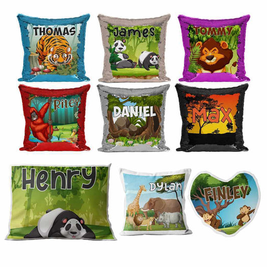 Personalised Cushion Animal Sequin Cushion Pillow Printed Birthday Gift 77